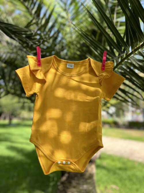 Baby Girl & Boy Outfit - Yellow Bodysuit & Floral Pants Set - Handmade Infant Clothes — изображение 5