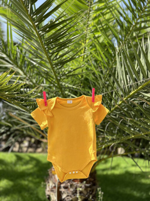 Baby Girl & Boy Outfit - Yellow Bodysuit & Floral Pants Set - Handmade Infant Clothes — изображение 2