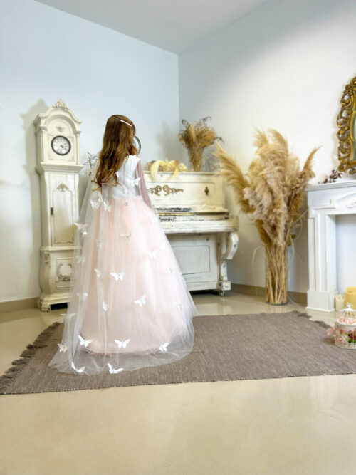 Classic dress with floral print for girls made of lace and tulle — изображение 8